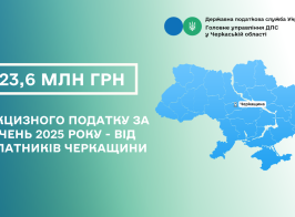 23,6 млн грн акцизного податку за січень 2025 року – від платників Черкащини